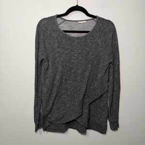 Tentree women’s Charcoal Grey Wrap Hem sustainable cotton Long Sleeve Top Size S